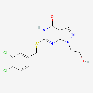 B2868206 6-((3,4-dichlorobenzyl)thio)-1-(2-hydroxyethyl)-1H-pyrazolo[3,4-d]pyrimidin-4(5H)-one CAS No. 946333-15-9