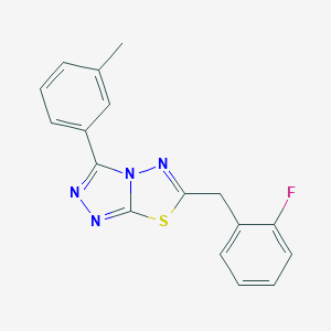 molecular formula C17H13FN4S B286821 6-(2-Fluorobenzyl)-3-(3-methylphenyl)[1,2,4]triazolo[3,4-b][1,3,4]thiadiazole 