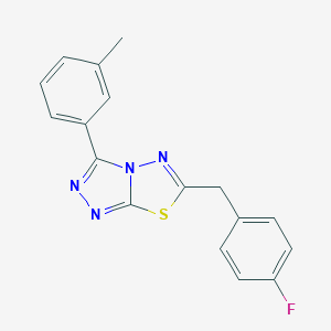 molecular formula C17H13FN4S B286822 6-(4-Fluorobenzyl)-3-(3-methylphenyl)[1,2,4]triazolo[3,4-b][1,3,4]thiadiazole 