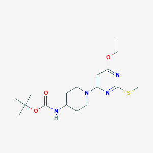 molecular formula C17H28N4O3S B2868221 tert-Butyl (1-(6-ethoxy-2-(methylthio)pyrimidin-4-yl)piperidin-4-yl)carbamate CAS No. 1353978-27-4