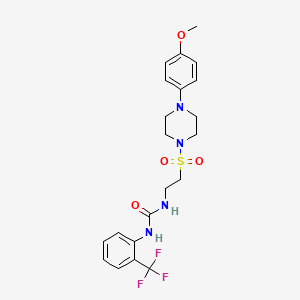 molecular formula C21H25F3N4O4S B2868228 1-(2-((4-(4-甲氧基苯基)哌嗪-1-基)磺酰基)乙基)-3-(2-(三氟甲基)苯基)脲 CAS No. 1203099-93-7