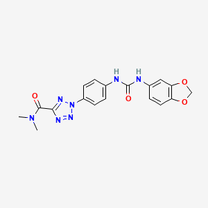 molecular formula C18H17N7O4 B2868231 2-(4-(3-(benzo[d][1,3]dioxol-5-yl)ureido)phenyl)-N,N-dimethyl-2H-tetrazole-5-carboxamide CAS No. 1396675-43-6