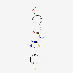 molecular formula C17H14ClN3O2S B2868235 N-(5-(4-氯苯基)-1,3,4-噻二唑-2-基)-2-(4-甲氧基苯基)乙酰胺 CAS No. 391862-99-0