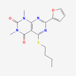 molecular formula C16H18N4O3S B2868237 5-(丁基硫)-7-(呋喃-2-基)-1,3-二甲基嘧啶并[4,5-d]嘧啶-2,4(1H,3H)-二酮 CAS No. 906238-92-4