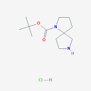 molecular formula C12H23ClN2O2 B2868240 叔丁基 1,7-二氮杂螺[4.4]壬烷-1-羧酸盐盐酸盐 CAS No. 1956319-14-4