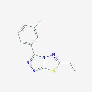 molecular formula C12H12N4S B286825 6-Ethyl-3-(3-methylphenyl)[1,2,4]triazolo[3,4-b][1,3,4]thiadiazole 