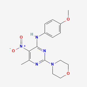 molecular formula C16H19N5O4 B2868268 N-(4-methoxyphenyl)-6-methyl-2-morpholin-4-yl-5-nitropyrimidin-4-amine CAS No. 378208-76-5