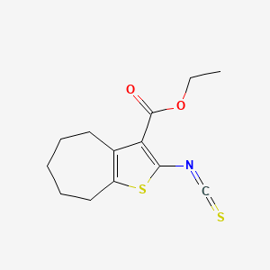 molecular formula C13H15NO2S2 B2868269 ethyl 2-isothiocyanato-5,6,7,8-tetrahydro-4H-cyclohepta[b]thiophene-3-carboxylate CAS No. 257610-91-6