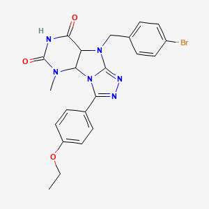molecular formula C22H19BrN6O3 B2868272 9-[(4-bromophenyl)methyl]-3-(4-ethoxyphenyl)-5-methyl-5H,6H,7H,8H,9H-[1,2,4]triazolo[3,4-h]purine-6,8-dione CAS No. 921811-27-0