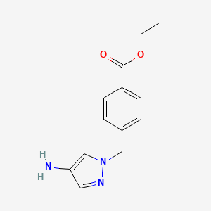 molecular formula C13H15N3O2 B2868278 Ethyl 4-[(4-aminopyrazol-1-yl)methyl]benzoate CAS No. 2248291-04-3