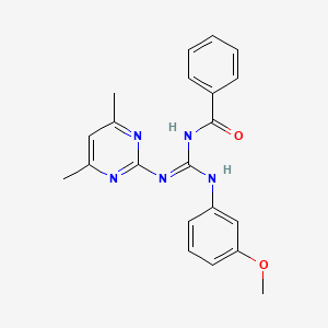 molecular formula C21H21N5O2 B2868283 N-[N-(4,6-dimethylpyrimidin-2-yl)-N'-(3-methoxyphenyl)carbamimidoyl]benzamide CAS No. 351226-10-3