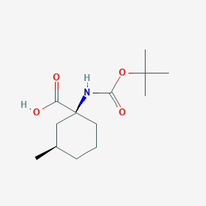 molecular formula C13H23NO4 B2868284 (1S,3R)-3-Methyl-1-[(2-methylpropan-2-yl)oxycarbonylamino]cyclohexane-1-carboxylic acid CAS No. 2209079-61-6