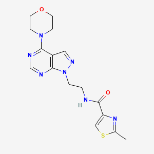 molecular formula C16H19N7O2S B2868292 2-methyl-N-(2-(4-morpholino-1H-pyrazolo[3,4-d]pyrimidin-1-yl)ethyl)thiazole-4-carboxamide CAS No. 1210943-58-0