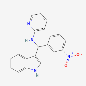 molecular formula C21H18N4O2 B2868294 N-[(2-甲基-1H-吲哚-3-基)(3-硝基苯基)甲基]吡啶-2-胺 CAS No. 315697-54-2