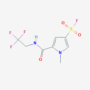 molecular formula C8H8F4N2O3S B2868298 1-Methyl-5-(2,2,2-trifluoroethylcarbamoyl)pyrrole-3-sulfonyl fluoride CAS No. 2138312-75-9