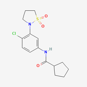 molecular formula C15H19ClN2O3S B2868303 N-(4-氯-3-(1,1-二氧化异噻唑烷-2-基)苯基)环戊烷甲酰胺 CAS No. 941886-81-3