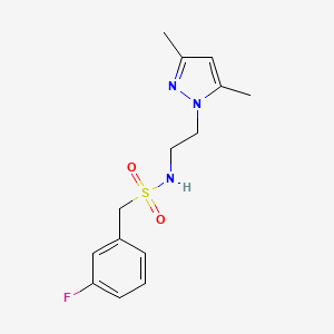 molecular formula C14H18FN3O2S B2868313 N-(2-(3,5-二甲基-1H-吡唑-1-基)乙基)-1-(3-氟苯基)甲磺酰胺 CAS No. 1234898-04-4