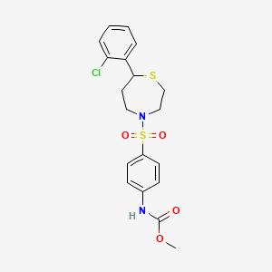 molecular formula C19H21ClN2O4S2 B2868319 Methyl (4-((7-(2-chlorophenyl)-1,4-thiazepan-4-yl)sulfonyl)phenyl)carbamate CAS No. 1798672-34-0