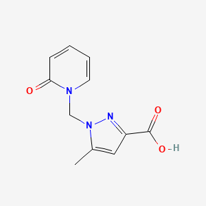 molecular formula C11H11N3O3 B2868322 5-Methyl-1-((2-oxopyridin-1(2H)-yl)methyl)-1H-pyrazole-3-carboxylic acid CAS No. 1263214-74-9