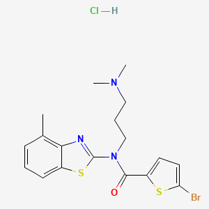 molecular formula C18H21BrClN3OS2 B2868334 5-bromo-N-(3-(dimethylamino)propyl)-N-(4-methylbenzo[d]thiazol-2-yl)thiophene-2-carboxamide hydrochloride CAS No. 1216743-43-9