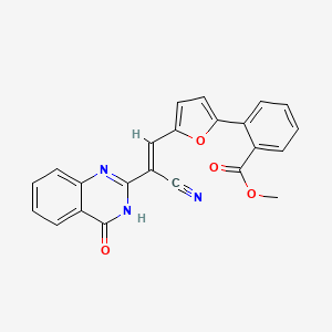 molecular formula C23H15N3O4 B2868343 （E）-2-（5-（2-氰基-2-（4-氧代-3,4-二氢喹唑啉-2-基）乙烯基）呋喃-2-基）苯甲酸甲酯 CAS No. 865612-78-8