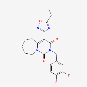 molecular formula C20H20F2N4O3 B2868344 2-(3,4-difluorobenzyl)-4-(5-ethyl-1,2,4-oxadiazol-3-yl)-6,7,8,9-tetrahydropyrimido[1,6-a]azepine-1,3(2H,5H)-dione CAS No. 1775346-12-7
