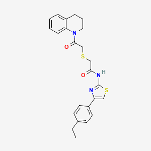 molecular formula C24H25N3O2S2 B2868346 2-((2-(3,4-二氢喹啉-1(2H)-基)-2-氧代乙基)硫代)-N-(4-(4-乙基苯基)噻唑-2-基)乙酰胺 CAS No. 681222-51-5