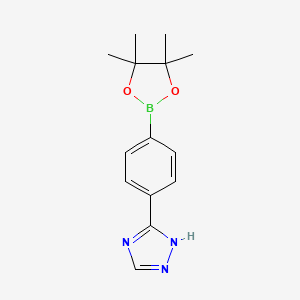 molecular formula C14H18BN3O2 B2868349 3-[4-(四甲基-1,3,2-二氧杂硼环-2-基)苯基]-4h-1,2,4-三唑 CAS No. 2377610-67-6