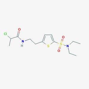 molecular formula C13H21ClN2O3S2 B2868353 2-Chloro-N-[2-[5-(diethylsulfamoyl)thiophen-2-yl]ethyl]propanamide CAS No. 2411312-98-4
