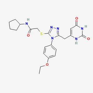 molecular formula C22H26N6O4S B2868357 N-cyclopentyl-2-((5-((2,6-dioxo-1,2,3,6-tetrahydropyrimidin-4-yl)methyl)-4-(4-ethoxyphenyl)-4H-1,2,4-triazol-3-yl)thio)acetamide CAS No. 852153-56-1