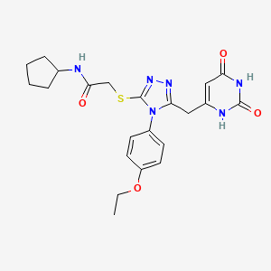 molecular formula C22H26N6O4S B2868357 N-环戊基-2-((5-((2,6-二氧代-1,2,3,6-四氢嘧啶-4-基)甲基)-4-(4-乙氧苯基)-4H-1,2,4-三唑-3-基)硫代)乙酰胺 CAS No. 852153-56-1