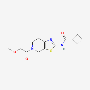 molecular formula C14H19N3O3S B2868361 N-(5-(2-甲氧基乙酰基)-4,5,6,7-四氢噻唑并[5,4-c]吡啶-2-基)环丁烷甲酰胺 CAS No. 1428363-62-5