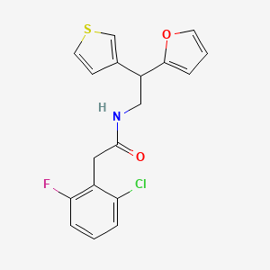 molecular formula C18H15ClFNO2S B2868364 2-(2-氯-6-氟苯基)-N-[2-(呋喃-2-基)-2-(噻吩-3-基)乙基]乙酰胺 CAS No. 2097932-59-5