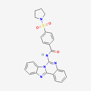 molecular formula C25H21N5O3S B2868366 N-(benzimidazolo[1,2-c]quinazolin-6-yl)-4-pyrrolidin-1-ylsulfonylbenzamide CAS No. 361173-78-6