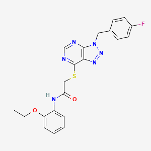 molecular formula C21H19FN6O2S B2868370 N-(2-乙氧苯基)-2-((3-(4-氟苄基)-3H-[1,2,3]三唑并[4,5-d]嘧啶-7-基)硫代)乙酰胺 CAS No. 863457-79-8