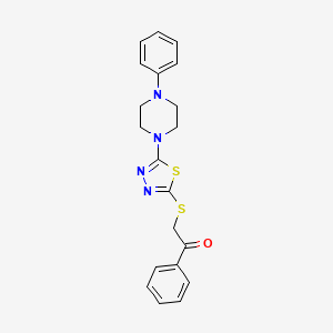 molecular formula C20H20N4OS2 B2868379 1-苯基-2-((5-(4-苯基哌嗪-1-基)-1,3,4-噻二唑-2-基)硫代)乙酮 CAS No. 1105199-32-3