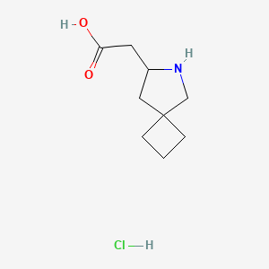 molecular formula C9H16ClNO2 B2868388 2-{6-氮杂螺[3.4]辛-7-基}乙酸盐酸盐 CAS No. 2225144-61-4