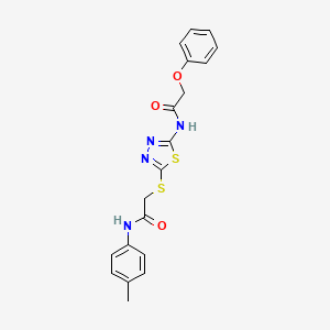 molecular formula C19H18N4O3S2 B2868389 N-(5-((2-oxo-2-(p-tolylamino)ethyl)thio)-1,3,4-thiadiazol-2-yl)-2-phenoxyacetamide CAS No. 392291-29-1