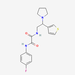 molecular formula C18H20FN3O2S B2868401 N1-(4-氟苯基)-N2-(2-(吡咯烷-1-基)-2-(噻吩-3-基)乙基)草酰胺 CAS No. 946200-75-5