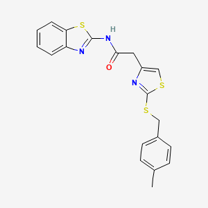 molecular formula C20H17N3OS3 B2868403 N-(benzo[d]thiazol-2-yl)-2-(2-((4-methylbenzyl)thio)thiazol-4-yl)acetamide CAS No. 941984-97-0