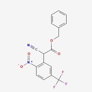 molecular formula C17H11F3N2O4 B2868405 Cyano-(2-nitro-5-trifluoromethyl-phenyl)-acetic acid benzyl ester CAS No. 605668-92-6