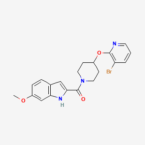 molecular formula C20H20BrN3O3 B2868412 (4-((3-bromopyridin-2-yl)oxy)piperidin-1-yl)(6-methoxy-1H-indol-2-yl)methanone CAS No. 1448134-45-9
