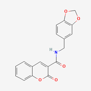 molecular formula C18H13NO5 B2868413 N-(1,3-benzodioxol-5-ylmethyl)-2-oxochromene-3-carboxamide CAS No. 325810-66-0