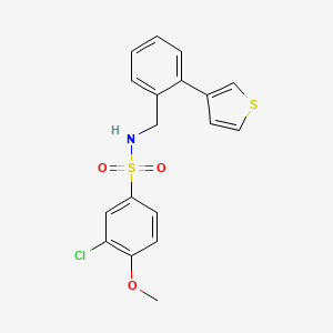 molecular formula C18H16ClNO3S2 B2868415 3-氯-4-甲氧基-N-(2-(噻吩-3-基)苄基)苯磺酰胺 CAS No. 1798040-86-4