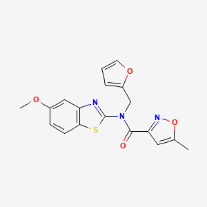 molecular formula C18H15N3O4S B2868416 N-(呋喃-2-基甲基)-N-(5-甲氧基苯并[d]噻唑-2-基)-5-甲基异恶唑-3-甲酰胺 CAS No. 946202-65-9