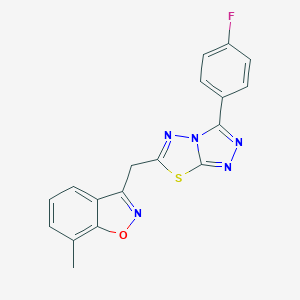 molecular formula C18H12FN5OS B286842 3-{[3-(4-Fluorophenyl)[1,2,4]triazolo[3,4-b][1,3,4]thiadiazol-6-yl]methyl}-7-methyl-1,2-benzisoxazole 