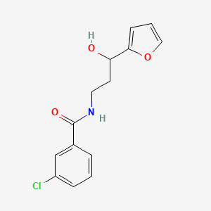 molecular formula C14H14ClNO3 B2868426 3-chloro-N-(3-(furan-2-yl)-3-hydroxypropyl)benzamide CAS No. 1421523-70-7