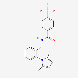 molecular formula C21H19F3N2O B2868428 N-[2-(2,5-dimethyl-1H-pyrrol-1-yl)benzyl]-4-(trifluoromethyl)benzenecarboxamide CAS No. 866144-10-7