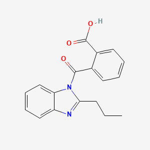 molecular formula C18H16N2O3 B2868433 2-(2-propyl-1H-benzo[d]imidazole-1-carbonyl)benzoic acid CAS No. 380880-17-1