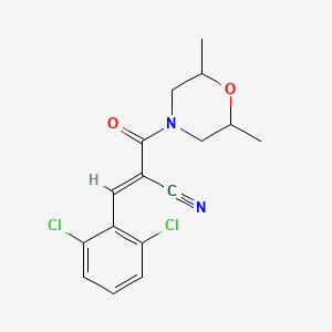 molecular formula C16H16Cl2N2O2 B2868447 (E)-3-(2,6-Dichlorophenyl)-2-(2,6-dimethylmorpholine-4-carbonyl)prop-2-enenitrile CAS No. 1198072-41-1